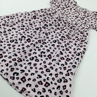 Animal Print Pink Dress - Girls 8-9 Years