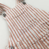 Peach Striped Short Denim Dungarees - Girls 2-3 Years