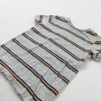 Colourful Striped Grey T-Shirt - Boys 2-3 Years
