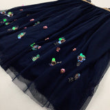 Flowers Sequinned Navy Party Skirt - Girls 7-8 Years