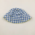 Bees Blue Checked Sun Hat - Girls 8-9 Years