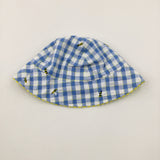 Bees Blue Checked Sun Hat - Girls 8-9 Years