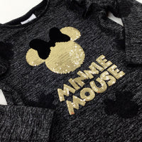 'Minnie Mouse' Sequinned Mottled Charcoal Grey Long Sleeve Top - Girls 2-3 Years