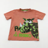 'R Is For Rhino' Appliqued Coral T-Shirt - Boys 2-3 Years