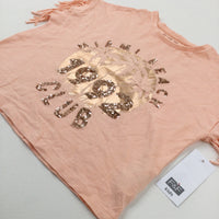 **NEW** '1992 Club' Sequinned Coral Pink T-Shirt - Girls 9-10 Years