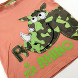 'R Is For Rhino' Appliqued Coral T-Shirt - Boys 2-3 Years