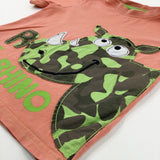 'R Is For Rhino' Appliqued Coral T-Shirt - Boys 2-3 Years