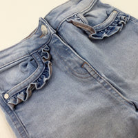 Light Blue Denim Shorts With Adjustable Waist - Girls 2-3 Years