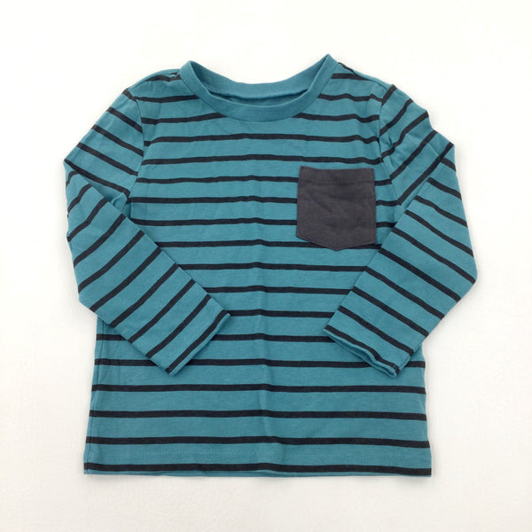 **NEW** Green Striped Long Sleeve Top - Boys 2-3 Years