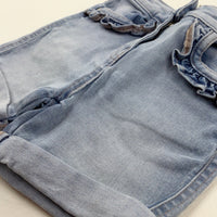 Light Blue Denim Shorts With Adjustable Waist - Girls 2-3 Years