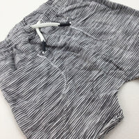 Charcoal Grey & White Striped Jersey Shorts - Boys 12-18 Months