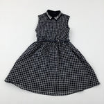 Diamonte Black & White Party Dress With Belt - Girls 9-10 Years