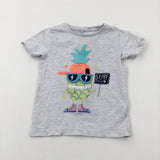 'Surf' Pineapple Zip Mouth Colourful Grey T-Shirt - Boys 2-3 Years