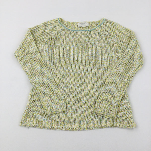 Sequinned Neckline Yellow Knitted Jumper - Girls 9-10 Years