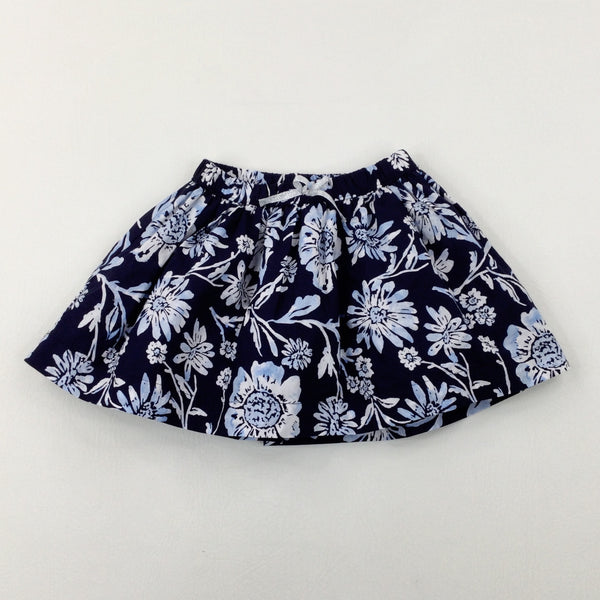 Flowers Navy Skirt - Girls 2-3 Years