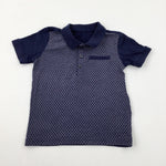 Patterned Navy Polo Shirt - Boys 2-3 Years