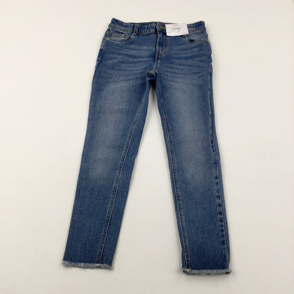 **NEW** Mid Blue Denim Jeans With Adjustable Waist - Girls 9-10 Years