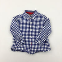 Navy Checked Long Sleeve Shirt - Boys 12-18 Months