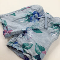 Colourful Flowers Blue Shorts - Boys 2-3 Years