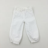 Flowers Embroidered White Lightweight Trousers - Girls 12-18 Months