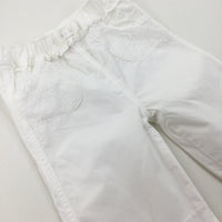 Flowers Embroidered White Lightweight Trousers - Girls 12-18 Months