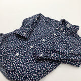 Flowers Navy Shirt - Girls 2-3 Years