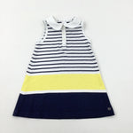 Navy & Yellow Striped Dress - Girls 2-3 Years