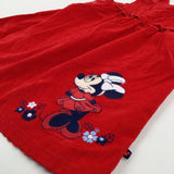 Minnie Mouse Appliqued Red Cord Dungaree Dress - Girls 2-3 Years