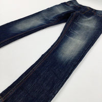 Dark Blue Denim Jeans With Adjustable Waist - Boys 10-11 Years