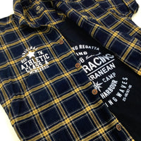 'Athletic Class A' Navy & Yellow Checked Shirt With Vest Top Attached - Boys 10-11 Years