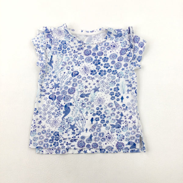 Seahorses & Starfish Blue & White T-Shirt - Girls 2-3 Years