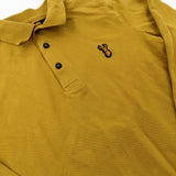 Stag Motif Mustard Long Sleeve Polo Shirt - Boys 10-11 Years