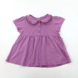 Flowers Embroidered Purple T-Shirt  - Girls 2-3 Years