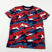 Camouflage Red & Navy T-Shirt - Boys 10-11 Years