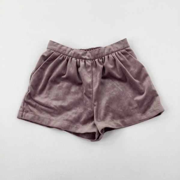 Pale Pink Smart Velour Shorts - Girls 2-3 Years