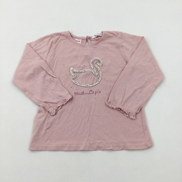 'Natural Magic' Swan Pink Long Sleeve Top - Girls 2-3 Years