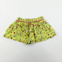 Colourful Flowers Yellow Shorts - Girls 2-3 Years