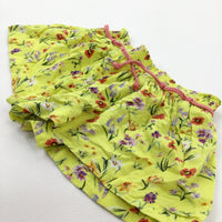 Colourful Flowers Yellow Shorts - Girls 2-3 Years