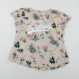 'Portland' Flowers Pale Pink T-Shirt - Girls 10-11 Years