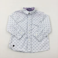 Patterned White Long Sleeve Shirt - Boys 18-24 Months