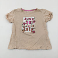 'Just Be Yourself' Flowers Cream T-Shirt - Girls 10-11 Years