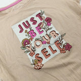 'Just Be Yourself' Flowers Cream T-Shirt - Girls 10-11 Years