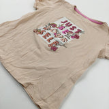 'Just Be Yourself' Flowers Cream T-Shirt - Girls 10-11 Years