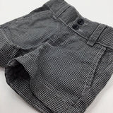 Black & Beige Checked Shorts With Adjustable Waist - Girls 18-24 Months