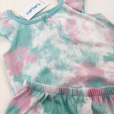 **NEW** Tie Dye Blue & White T-Shirt & Jersey Shorts Set - Girls 18-24 Months