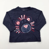 Bear Appliqued Navy Long Sleeve Top - Boys 3-4 Years