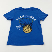 'Team Player' Basketball Net Blue T-Shirt - Boys 5-6 Years