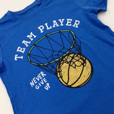 'Team Player' Basketball Net Blue T-Shirt - Boys 5-6 Years