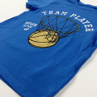 'Team Player' Basketball Net Blue T-Shirt - Boys 5-6 Years