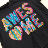 'Awesome' Sequinned Black T-Shirt - Girls 10-11 Years